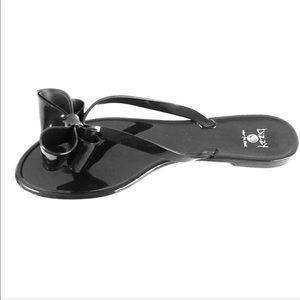 Pool Slides | Bow Sandals; Black 6
